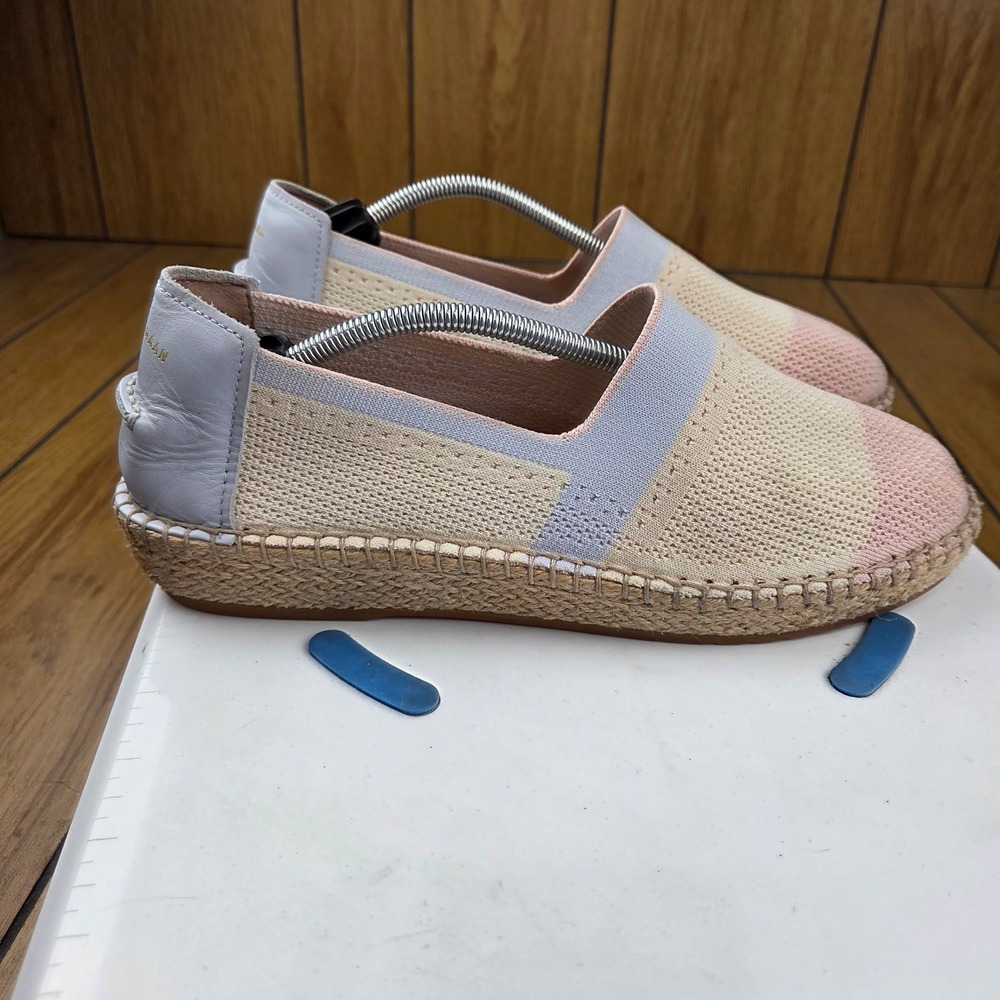 Cole Haan Cloudfeel Espadrille Knit Loafers Pink Blue Cream W25168 Womens 10.5 B
